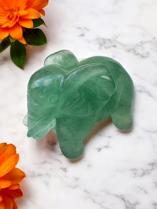 Petit éléphant de décoration en Aventurine Verte